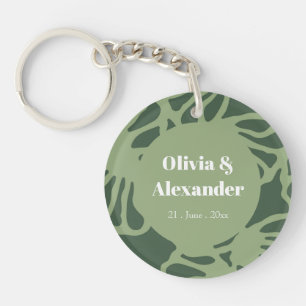 Sage Green Abstract Coral Floral Seamless Pattern Key Ring