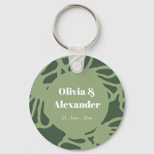Sage Green Abstract Coral Floral Seamless Pattern Key Ring