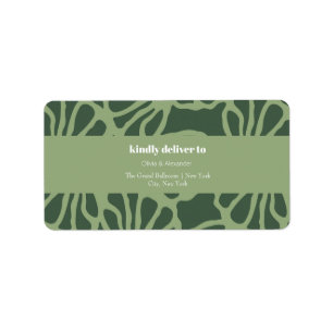 Sage Green Abstract Coral Floral Seamless Pattern Label