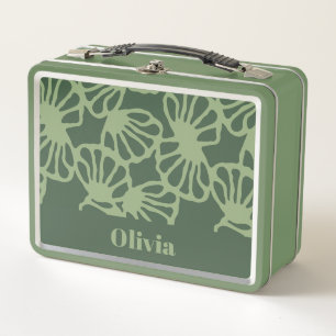 Sage Green Abstract Coral Floral Seamless Pattern Metal Lunch Box