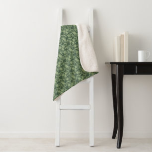 Sage Green Abstract Coral Floral Seamless Pattern Sherpa Blanket