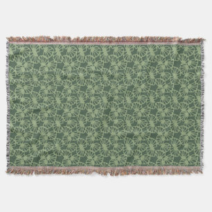 Sage Green Abstract Coral Floral Seamless Pattern Throw Blanket