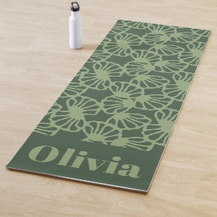 Sage Green Abstract Coral Floral Seamless Pattern Yoga Mat