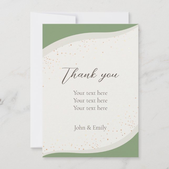 Sage Green Abstract Flat Thank You Card (Front)