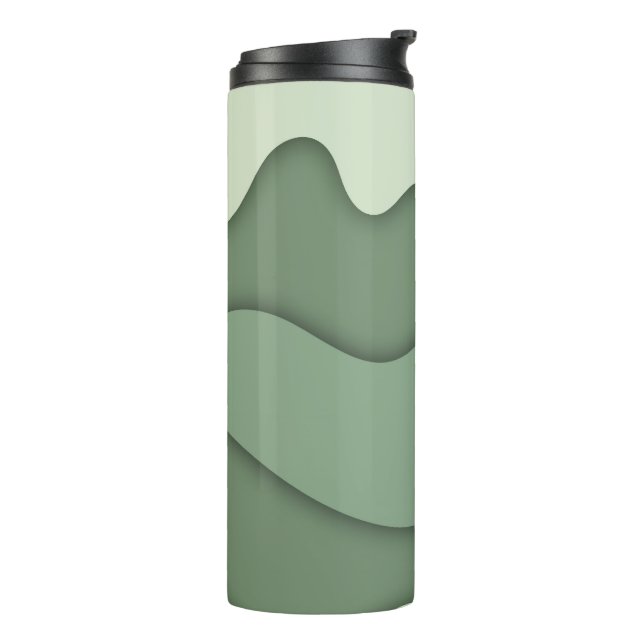 Sage Green Abstract Wave Pattern Tumbler (Rotated Left)