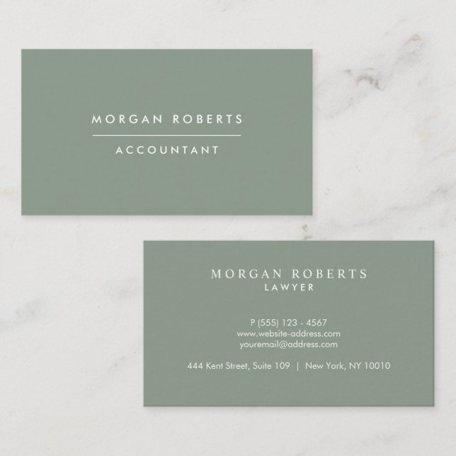 Sage Green Accountant Lawyer or Professional Business Card (Front/Back)