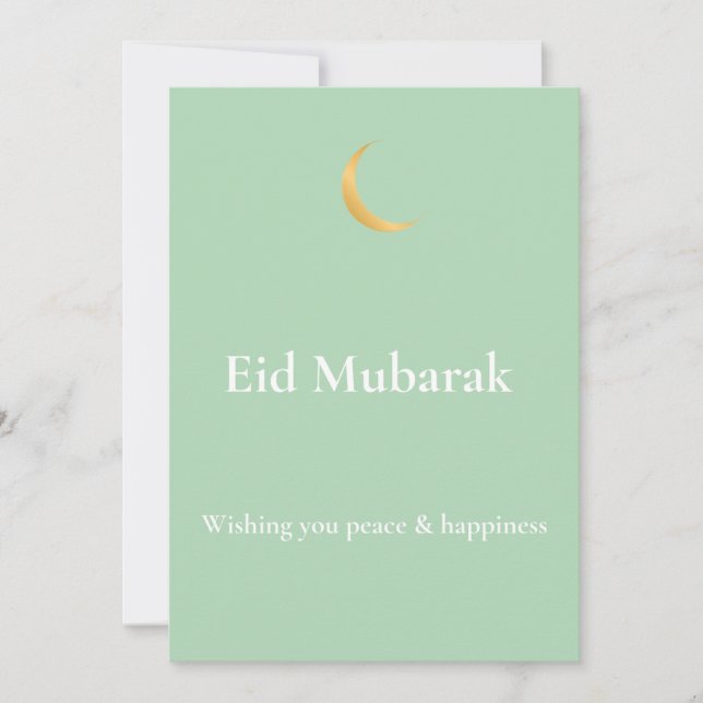 Sage Green Aesthetic Eid Mubarak Greeting Card (Front)