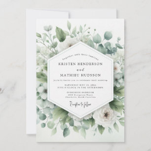 Sage Green Airy Botanical Wedding Invitation