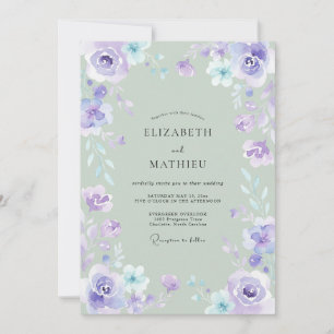 Sage Green Alluring Watercolor Wedding Invitation