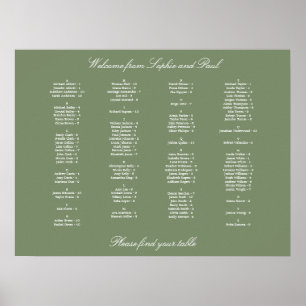Sage Green Alphabetical Seating Chart Poster