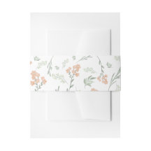 Sage Green and Apricot Wildflower Watercolor