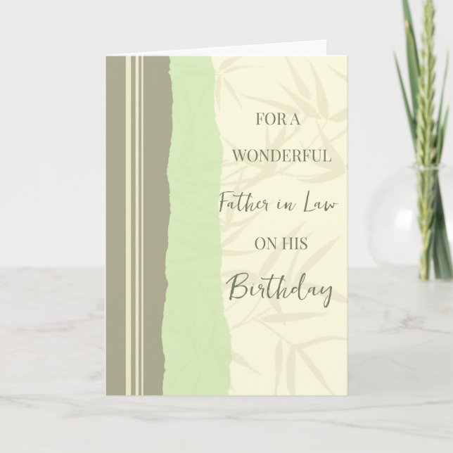 Sage Green and Beige Father in Law Birthday Card (Front)