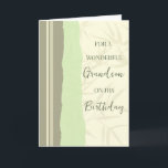 Sage Green and Beige Grandson Birthday Card<br><div class="desc">Birthday card for grandson with modern and simple sage green and beige design and thoughtful verse.</div>
