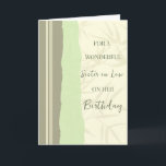 Sage Green and Beige Sister in Law Birthday Card<br><div class="desc">Birthday card for sister in law in law with modern and simple sage green and beige design and thoughtful verse.</div>