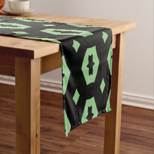 Sage Green and Black: Geometriana 1 Short Table Runner