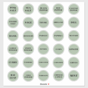 Sage Green and Black Herb and Spice Labels