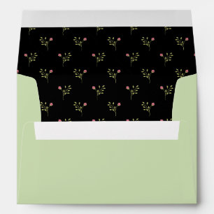 Sage Green and Black Rose Pattern Envelope