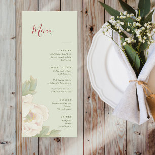 Sage Green and Blush Floral Wedding Menu
