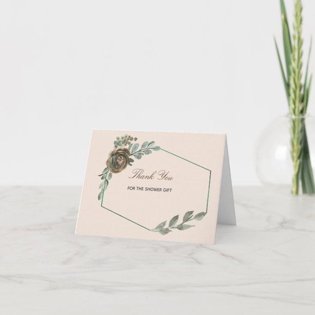 Sage Green and Blush Thank You Card (Front)
