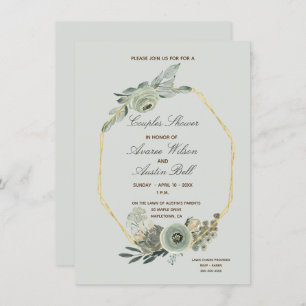 Sage Green and Brown Couples Wedding Shower Invitation