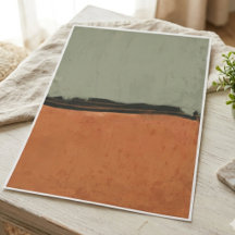 Sage green and burnt orange minimalist art