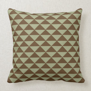 Sage Green and Chocolate Brown Triangle Tile Cushion