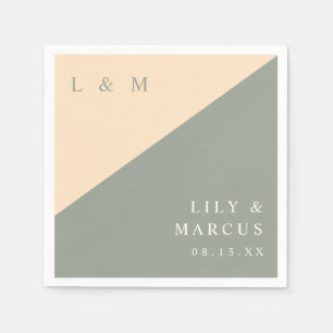Sage Green And Cream Elegant Monogram Wedding Napkin