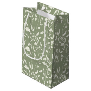 Sage Green and Cream Floral Gift Bag 