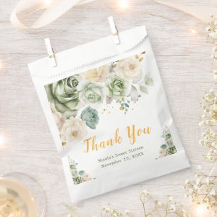 Sage Green and Cream Floral Sweet Sixteen Favour Bag