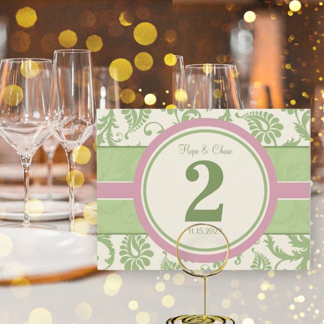 Sage Green and Dusy Rose Table Number Postcard (Creator Uploaded)