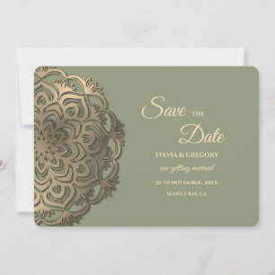 Sage Green and Faux Gold Save the Date Elegant