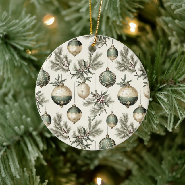 Sage Green and Gold Christmas Ornaments (Tree)