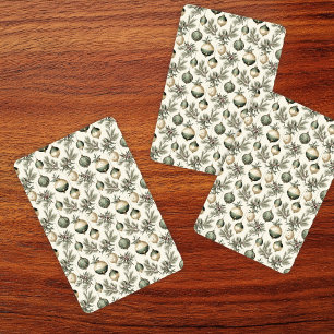 Sage Green and Gold Christmas Ornaments Playing Cards
