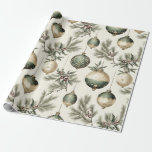 Sage Green and Gold Christmas Ornaments  Wrapping Paper<br><div class="desc">This sage green and gold Christmas ornaments pattern is perfect for wrapping gifts. There are matching gift tags available.  AI assisted graphic purchased with commercial use.  Artwork:  DreamCafeArt</div>