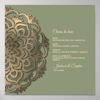 Sage Green and Gold Elegant Luxury Menu Sign