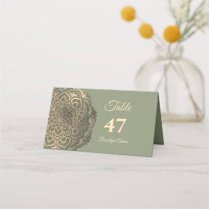 Sage Green and Gold Elegant Luxury Wedding Place Card