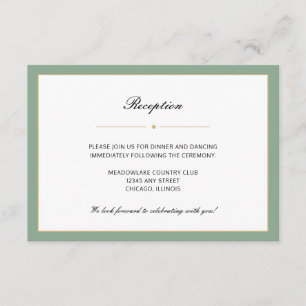 Sage Green and Gold Reception Enclosure Card