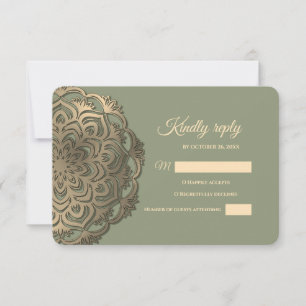 Sage Green and Gold RSVP with Elegant Earthy Tones Card