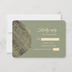 Sage Green and Gold RSVP with Elegant Earthy Tones Card