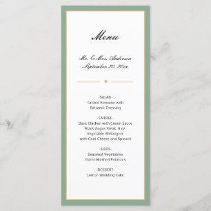 Sage Green and Gold   Script Wedding Menu