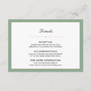 Sage Green and Gold Wedding Details Enclosure Card