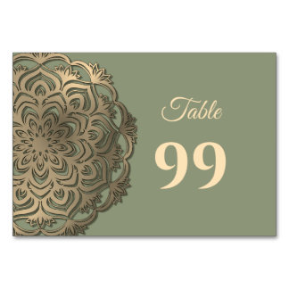 Sage Green and Gold Wedding Elegant Luxury Table Number