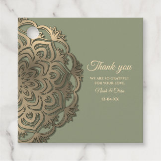 Sage Green and Gold Wedding with Elegant Luxury Favour Tags
