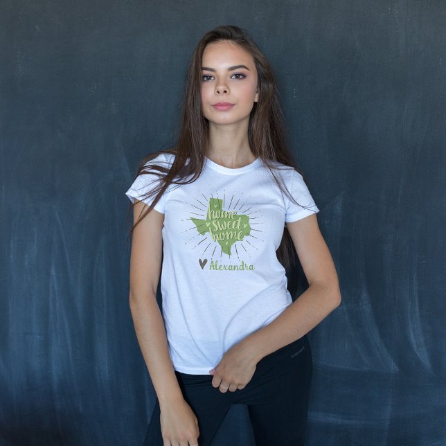 Sage Green and Gray Home Sweet Home - Texas T-Shirt (Creator Uploaded)