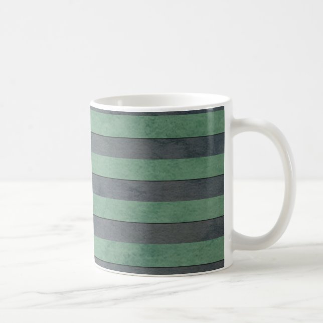 Sage Green and Grey Stripes Pattern Coffee Mug (Right)