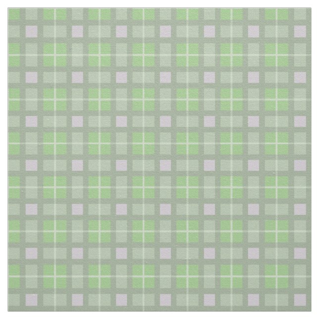 Sage green and grey tartan plaid pattern design fabric (Swatch)