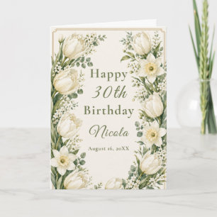 Sage Green and Ivory Birthday Card