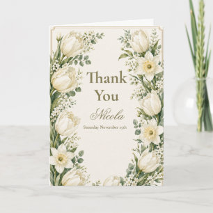 Sage Green and Ivory Birthday Thank You Card