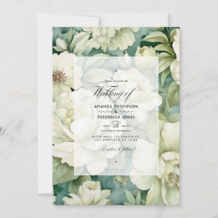 Sage Green and Ivory Floral Wedding Invitation