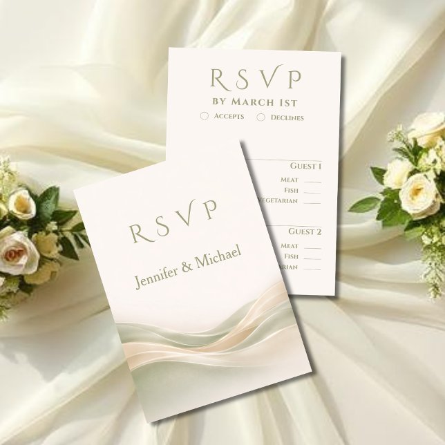 Sage Green and Ivory Modern Wedding  RSVP Card (Sage Green and Ivory Modern Wedding  RSVP Card)